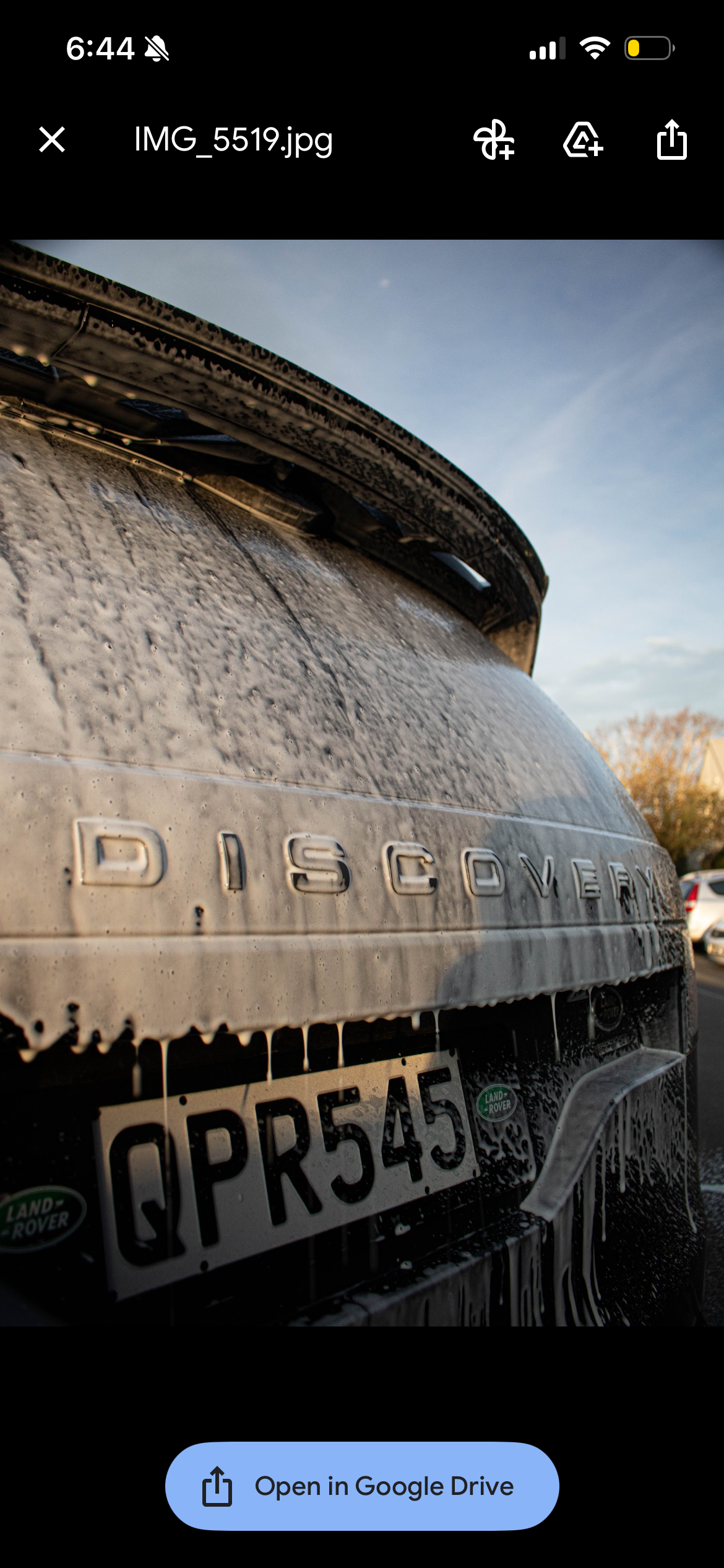 Foam wash on Land Rover